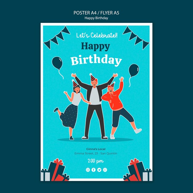 Plantilla pflyer de celebración de cumpleaños