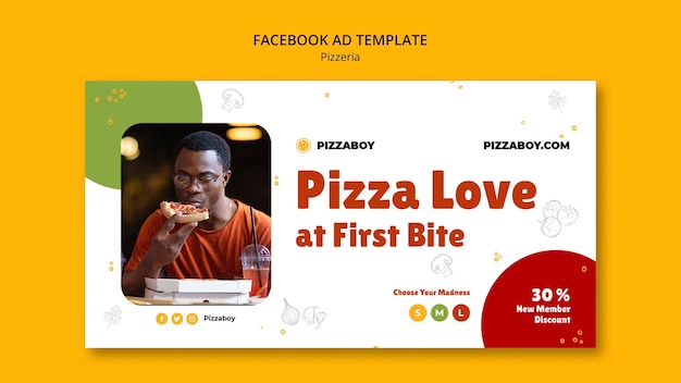 PSD gratuito plantilla de pizzería de diseño plano
