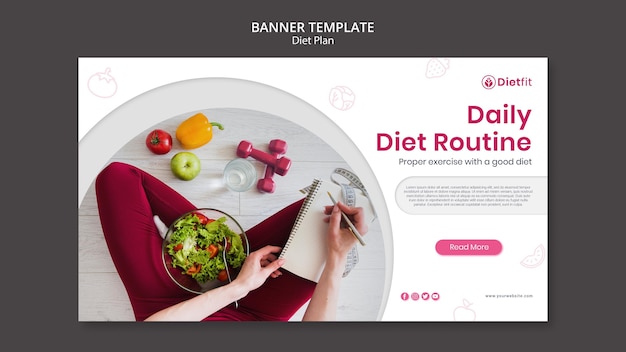 PSD gratuito plantilla de plan de dieta de banner