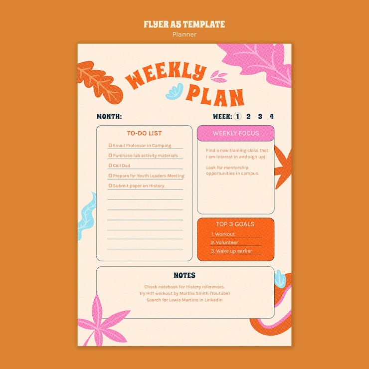 PSD gratuito plantilla de planificador de diseño plano