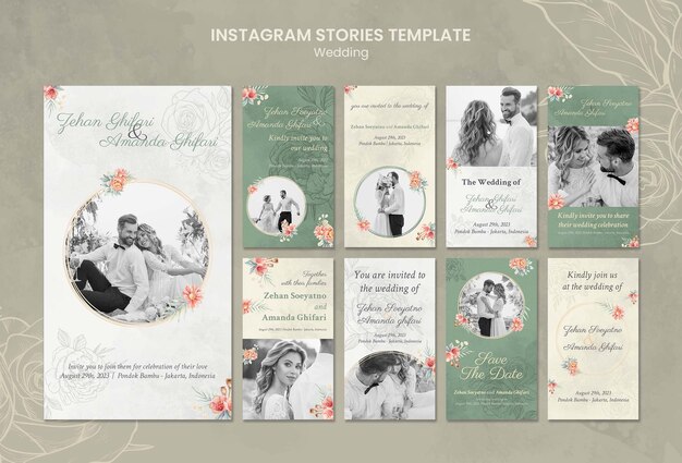 Plantilla de plantilla de boda de diseño plano