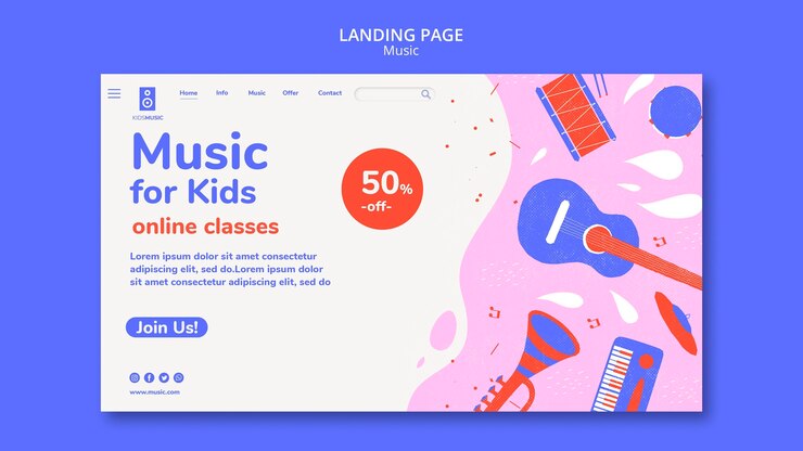 PSD gratuito plantilla de plataforma de música para niños