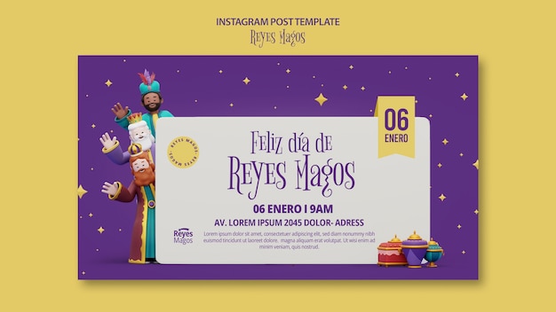 PSD gratuito la plantilla de portada de la celebración de reyes magos en youtube