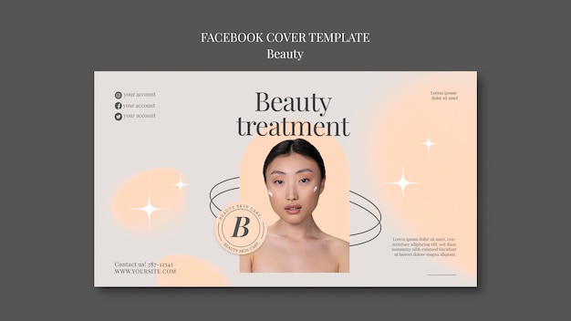 PSD gratuito plantilla de portada de facebook de belleza de diseño plano