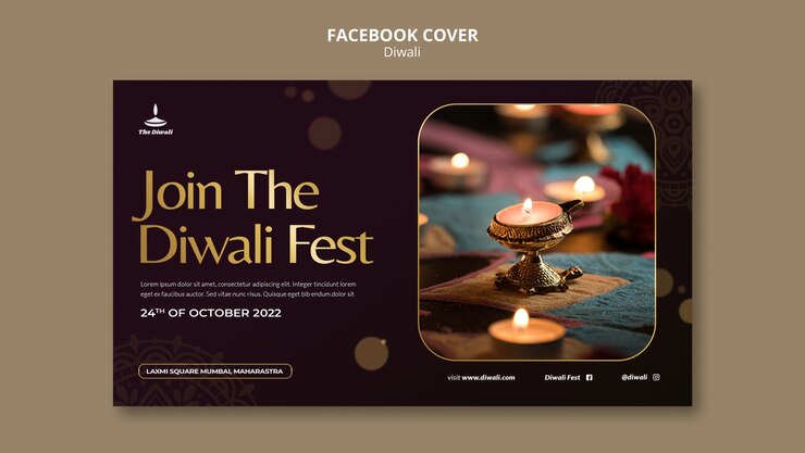 PSD gratuito la plantilla de la portada de facebook para la celebración de diwali