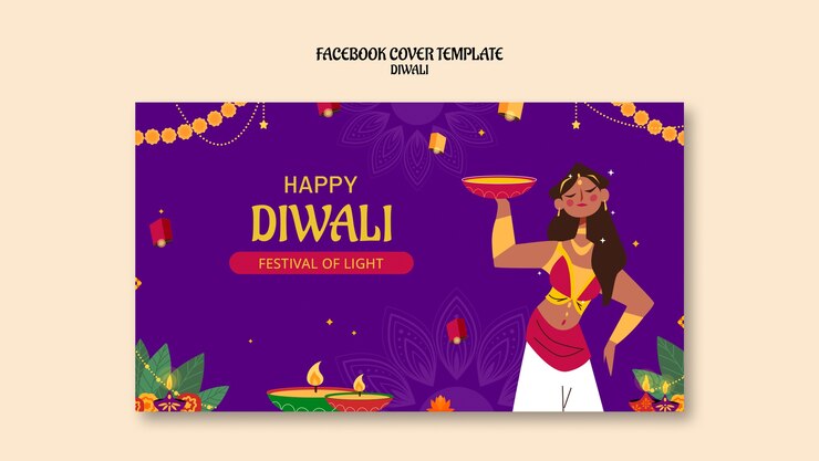 PSD gratuito la plantilla de la portada de facebook para la celebración de diwali