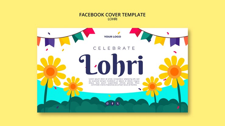 PSD gratuito plantilla de portada de facebook para la celebración de lohri