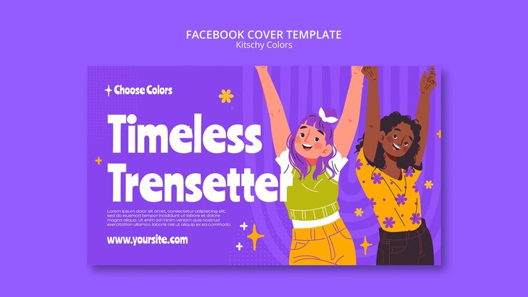 PSD gratuito plantilla de portada de facebook de colores kitsch
