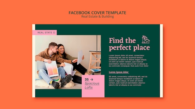 Plantilla de portada de facebook de concepto inmobiliario