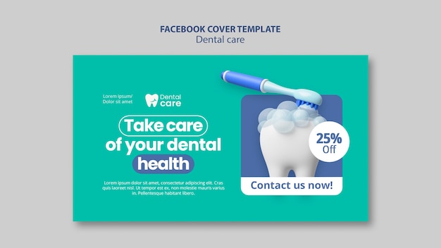 PSD gratuito plantilla de portada de facebook de cuidado dental