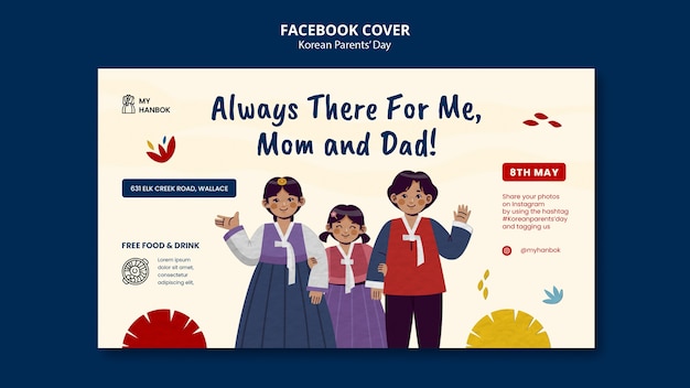 Plantilla de portada de facebook del día del padre coreano