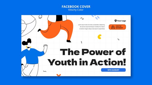 Plantilla de portada de facebook de diseño de colores cursis