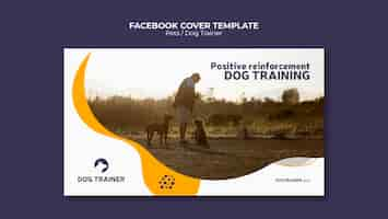 PSD gratuito plantilla de portada de facebook de entrenador de perros de formas dinámicas