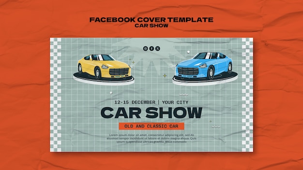 Plantilla de portada de facebook para el espectáculo de automóviles