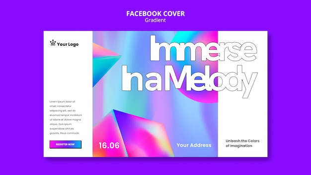 PSD gratuito plantilla de portada de facebook de estilo degradado