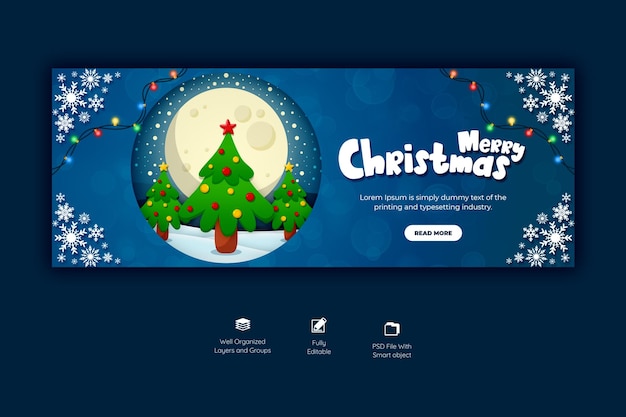 PSD gratuito plantilla de portada de facebook de feliz navidad y feliz año nuevo