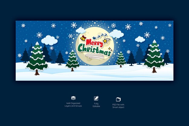Plantilla de portada de facebook de feliz navidad y feliz año nuevo