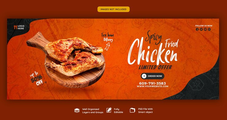 PSD gratuito plantilla de portada de facebook y restaurante de comida