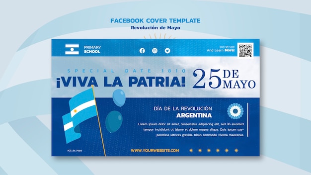 PSD gratuito plantilla de portada de facebook de la revolución de mayo