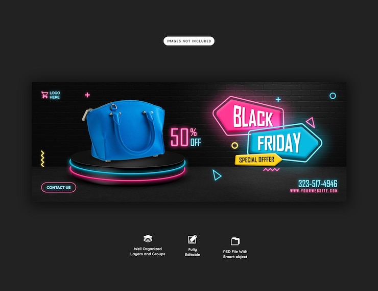 PSD gratuito plantilla de portada de facebook de super rebajas de black friday