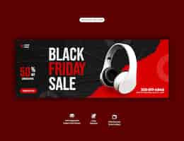 PSD gratuito plantilla de portada de facebook de super rebajas de black friday