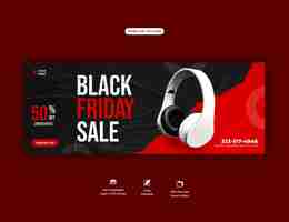 PSD gratuito plantilla de portada de facebook de super rebajas de black friday