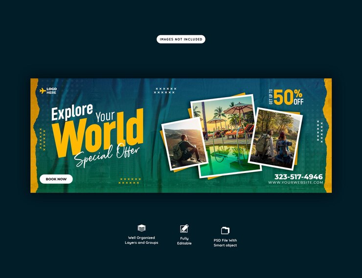 PSD gratuito plantilla de portada de facebook de viajes y turismo