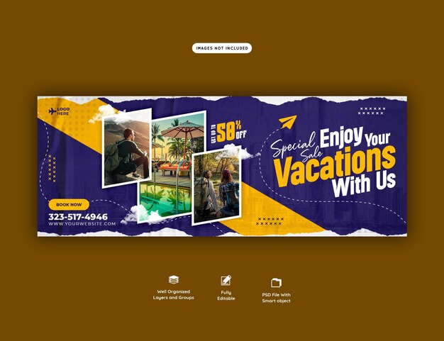 plantilla de portada de Facebook para viajes y turismo