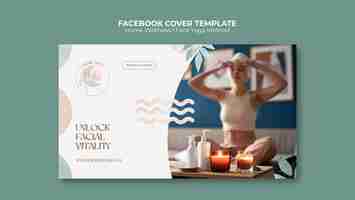 PSD gratuito plantilla de portada de facebook para el yoga casero en acuarela