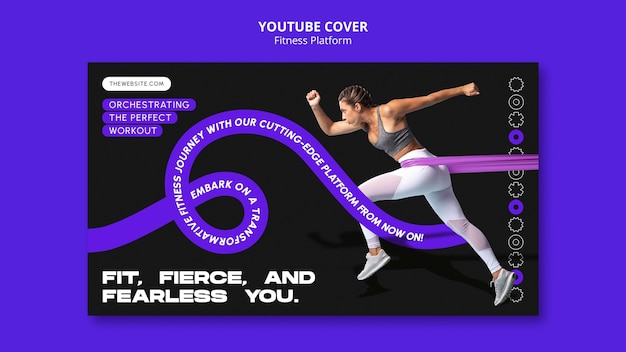 Plantilla de portada de fitness para youtube