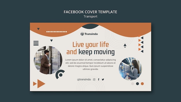 Plantilla de portada de redes sociales abstracta para transporte público