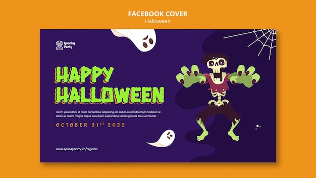 Plantilla de portada de redes sociales de celebración de halloween