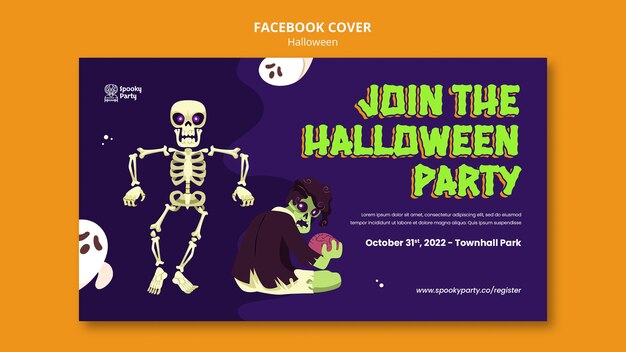 Plantilla de portada de redes sociales de celebración de halloween