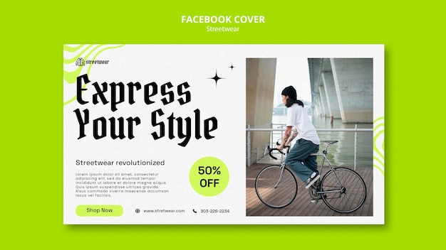 PSD gratuito plantilla de portada de redes sociales para compras de moda streetwear