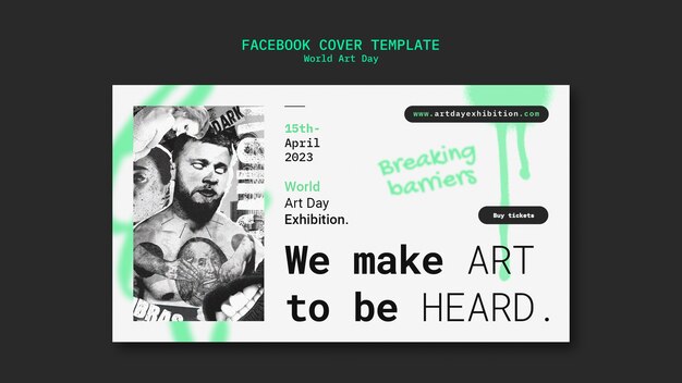 Plantilla de portada de redes sociales para el día mundial del arte