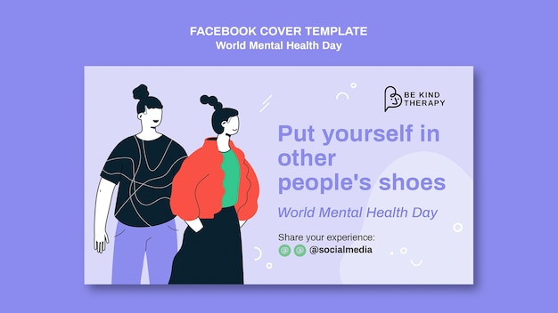 PSD gratuito plantilla de portada de redes sociales del día mundial de la salud mental