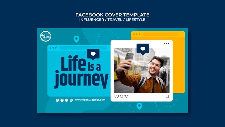 PSD gratuito plantilla de portada de redes sociales de influencer de medios de viajes