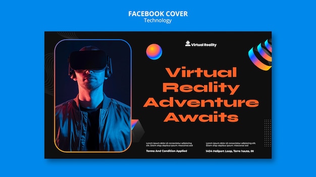 PSD gratuito plantilla de portada de redes sociales para tecnología de realidad virtual