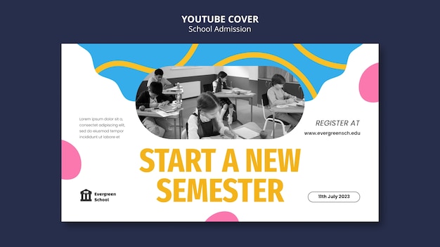 Plantilla de portada de youtube de admisión a la escuela