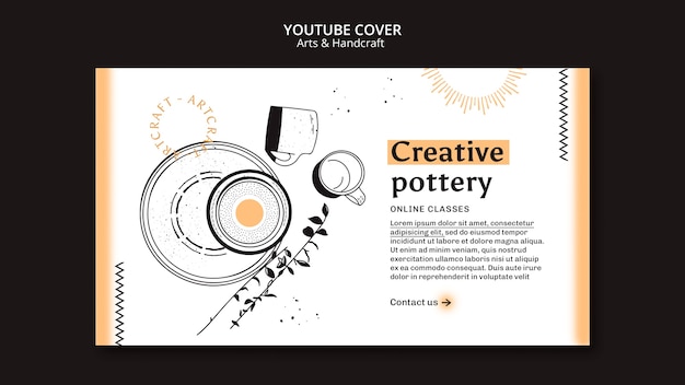 PSD gratuito plantilla de portada de youtube para artes y manualidades.