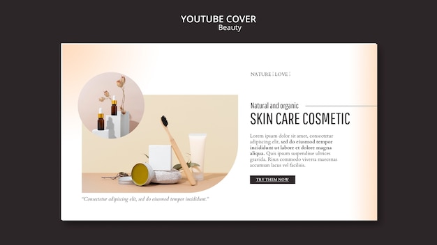 PSD gratuito plantilla de portada de youtube de belleza y cosmética