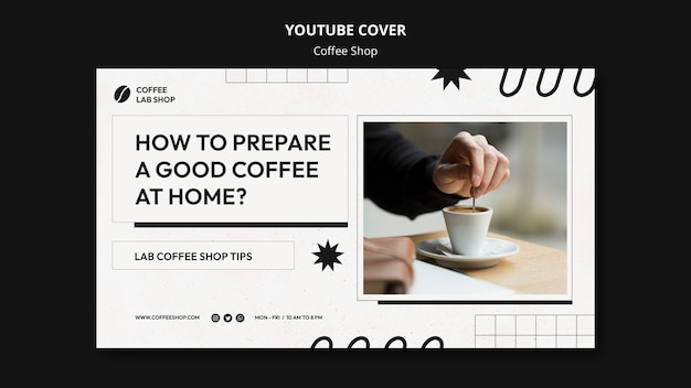 Plantilla de portada de youtube de cafetería