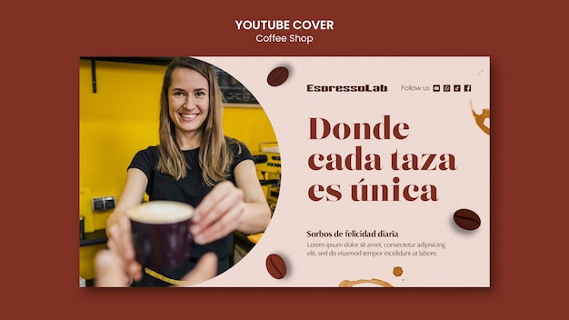 Plantilla de portada de youtube de cafetería