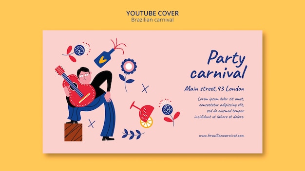 PSD gratuito plantilla de portada de youtube de carnaval brasileño