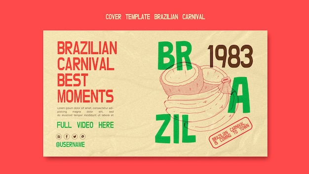 PSD gratuito plantilla de portada de youtube de carnaval brasileño