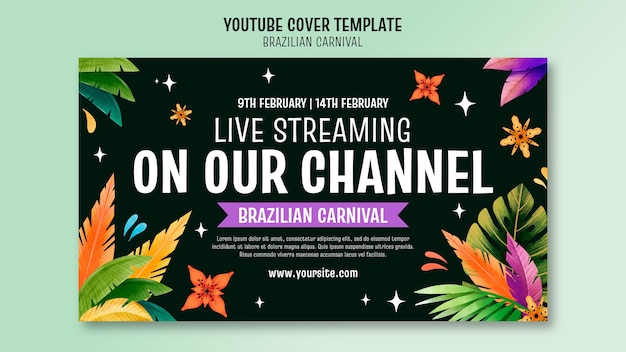 Plantilla de portada de youtube del carnaval brasileño