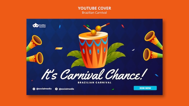 PSD gratuito plantilla de portada de youtube del carnaval brasileño