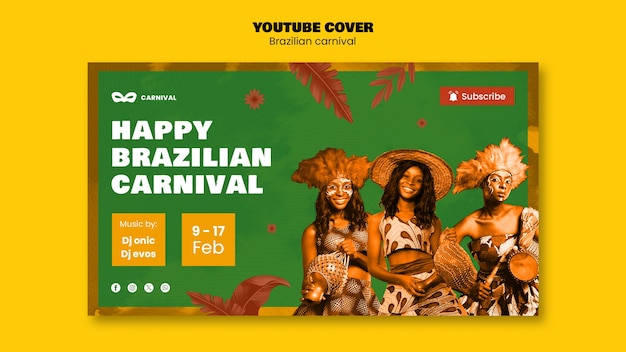 PSD gratuito plantilla de portada de youtube del carnaval brasileño