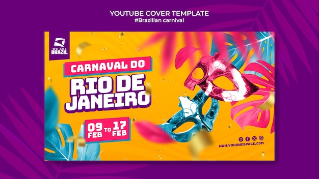 PSD gratuito plantilla de portada de youtube del carnaval brasileño