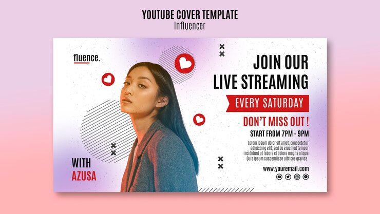 PSD gratuito plantilla de portada de youtube de carrera de influencer